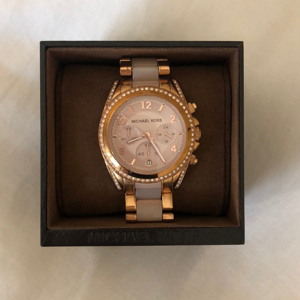 COPY - Michael Kors Blaire Rose Gold Tone Glitz Watch